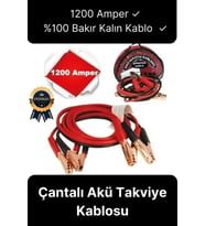 Çantalı %100 Bakır Kalın Kablo ve Hızlı Şarj Güçlü 1200 Amper Oto Araç Akü Şarj Takviye Kablosu 2m