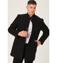 PLT8367 DEWBERRY ERKEK PALTO-DÜZ SİYAH