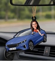 BK Gift Kişiye Özel Kadın Mardin Renk Togg Karikatürlü Ahşap Plakalı Araba Dikiz Ayna Süsü-1 , Arkadaşa Hediye, Sevgiliye Hediye, Araba Hediyesi