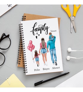 Aile Temalı Baskı Defter Kişiye Özel