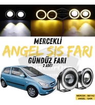Hyundai Getz 2002–2011 Uyumlu Mercekli Angel Sis Farı Metal 76 mm Sarı Halkalı Gündüz Farı 2 Adet