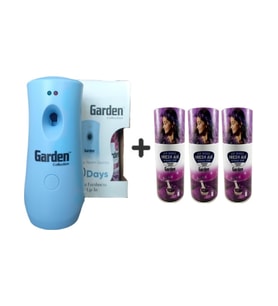 Garden Oda Kokusu Freshmatik, Otomatik Sprey Makine + Lavanta Yedek Sprey 260 ml Air Freshener + Otomatik Sprey Yedeği Oda Spreyi Lavanta 260 ml x 3 Adet