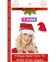 Özel Üretim Yıkanabilir Ucu Ponponlu Çocuk Yetişkin Yılbaşı Noel Baba %100 Polar Şapka 7 Adet