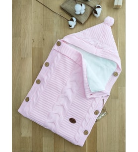 Kız Bebek Düğmeli Pembe Anakucağı Kundak STL5077
