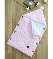 Kız Bebek Düğmeli Pembe Anakucağı Kundak STL5077