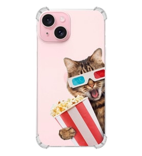 PrintiFy Apple iPhone 15 Uyumlu Kedi 1 Baskılı Şeffaf Köşe Korumalı Antişok Kılıf