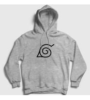 Presmono Unisex Gri Konoha Anime Naruto Kapüşonlu Sweatshirt 133489tt (Gri)