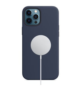 Rosstech iPhone 12 Pro Max Magsafe Lansman Silikon Kılıf + Tam Kaplayan 5D Ekran Koruyucu (Lacivert)