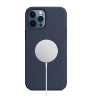Rosstech iPhone 12 Pro Max Magsafe Lansman Silikon Kılıf + Tam Kaplayan 5D Ekran Koruyucu (Lacivert)