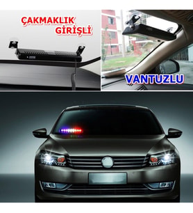 Tiger Marketing S 9 Ledli Araç İçi Vantuzlu Mavi Kırmızı Beyaz Flash Led..