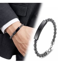 Moncuk Design Hematit Siyah İsim Yazılabilir Ve Ayarlanabilir Çelik Zincir Bileklik 33512B29D8