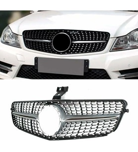 Mercedes C serisi w204 diamond ön panjur ızgara seti krom-siyah 2007-2013 arası