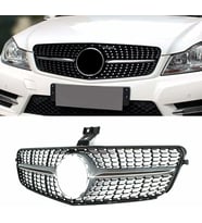 Mercedes C serisi w204 diamond ön panjur ızgara seti krom-siyah 2007-2013 arası