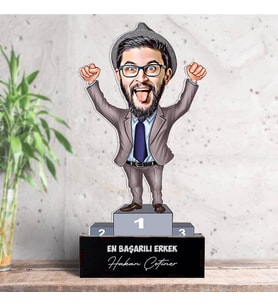 Başarılı Erkek Kişiye Özel Karikatürlü Biblo