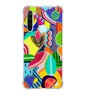 PrintiFy Xiaomi Redmi Note 8 Uyumlu Retro Color 6 Baskılı Şeffaf Köşe Korumalı Antişok Kılıf
