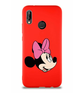 Huawei P20 Lite Soft Premier Kapak Minnie Mouse-A Tasarımlı Silikon Kılıf - Kırmızı (Şeffaf)