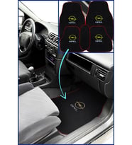 Opel uyumlu 5 Parça Nakışlı Siyah Araç Oto Halı Paspas  Kırmızı Kenarlı Siyah Araba Paspas