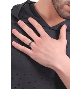 Erkek Antik Gümüş Kaplama Ayarlanabilir Duvar Baskılı Yüzük