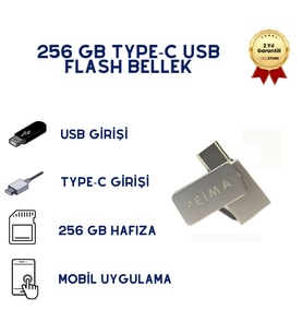 256GB Type-C USB Flash Bellek Çift Girişli OTG Uyumlu Yüksek Hızlı Taşınabilir Depolama