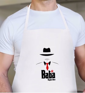 BK Gift Kişiye Özel Godfather Baba Tasarımlı Beyaz Mutfak Önlüğü-17