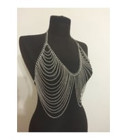 Gümüş Zincirli Askı Detaylı Vücut Akseusarı, Bralet Bikini Kolyesi