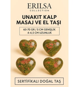 Sertifikalı Unakit Kalp Masaj ve El Taşı – Duygusal Denge ve Ruhsal Arınma Kristali (Çok Renkli)