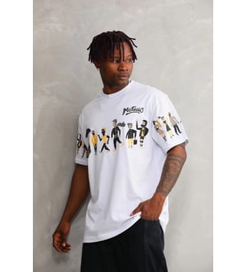 Erkek Kısa Kol Yazlık Tişört Bisiklet Yaka Baskılı Oversize T-Shirt - Beyaz