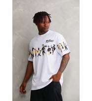 Erkek Kısa Kol Yazlık Tişört Bisiklet Yaka Baskılı Oversize T-Shirt - Beyaz