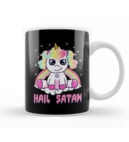 Cute Hail Satan Unicorn Rainbow Funny Satanic Pun Kupa Bardak Porselen
