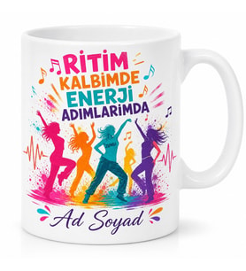 Zumba Dansı Kalori Yakan Ritimli Hareketli Neşeli Kupa Bardak Hediye