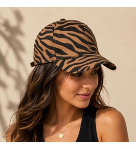 Valkyrie Kahverengi Zebra Desenli Kadın Şapka Ayarlanabilir Baseball Cap Pamuk Günlük Spor Şapka