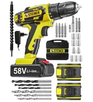 Steiner Alman V-tech 58 V 5 Ah Çelik Motor Çelik Şanzuman Darbeli Şarjlı Çift Akülü Vidalama Matkap