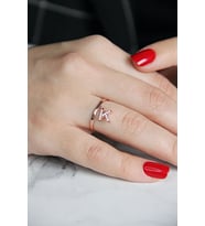 K Harfi Gümüş Rose Yüzük - Y021401