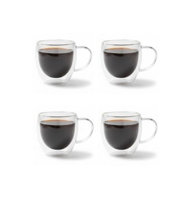 4’lü Set Kulplu Cappuccino Bardağı Latte Bardağı Çift Cidarlı Americano Bardağı 250 ml Kahve Bardak