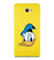 Samsung Galaxy J7 Prime 2 Soft Premier Kapak Donald Duck-B Tasarımlı Silikon Kılıf - Sarı (Şeffaf)