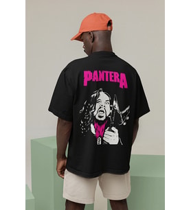 Tasarım Pantera Müzik Grubu Baskılı Unisex Oversize Rock Metal Tişört