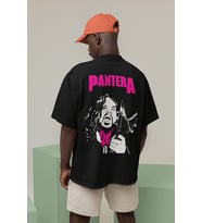 Tasarım Pantera Müzik Grubu Baskılı Unisex Oversize Rock Metal Tişört
