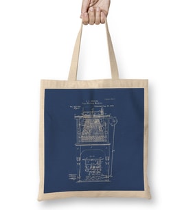 Typewriter Patent Blueprint Sholes Bez Çanta Uzun Saplı