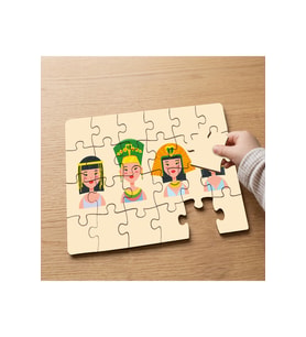 Mısır Tanrıçaları Tasarımlı 24 Parça Ahşap Çocuk Puzzle