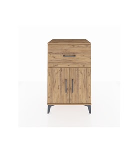 Hyperion Komodin Tek Raflı Tek Çekmeceli 2 Kapaklı 60x44x96 Çam-Çam
