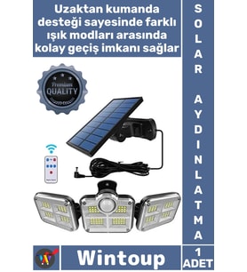 #Led Su Geçirmez Dış Mekan Sensörlü Solar Panelli Rahat Uzaktan Kumandalı 122 Led Bahçe Aydınlatması