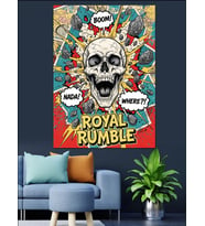 Royal Rumble Neon Kurukafa Sanatı Dekoratif Kanvas - Mdf Ahşap Tablo