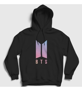 Presmono Unisex Siyah Purple Bts Kapüşonlu Sweatshirt 22535tt