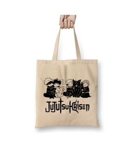 Jujutsu Kaisen Manga Beyaz Bez Çanta Uzun Saplı Alışveriş Çantası Plaj Çantası