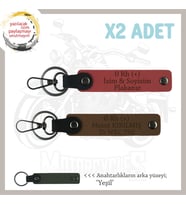 Biker Stiline Özel İsim Plaka ve 0 Rh (+) Kan Grubu Yazılı  x2 Anahtarlık Set, Nar Çiçeği-Kahve-Ysl (Çok Renkli)