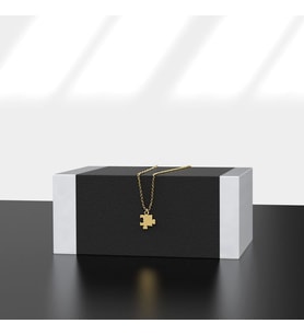 Kişiye Özel 925 Ayar Gümüş Minimal Kalp Detaylı Yapboz Kolye (Gold)