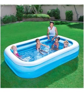 Bestway Aile Havuzu 12819, Şişme Jumbo Dikdörtgen, 211X132X46Cm, Örtü + Pompa Set