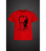 Erkek-Kız Çocuk ATATÜRK Baskılı Kısa Kollu T-Shirt 23 Nisan-10 Kasım-19 Ekim-Özel Bayramlar
