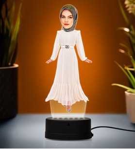 Doğum Günü Hediyesi,Sevgiliye Hediye, Kişiye Özel Fotoğraflı Melek Anne Karikatür 3D Led Lamba (Beyaz)