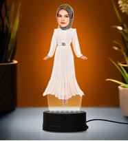 Doğum Günü Hediyesi,Sevgiliye Hediye, Kişiye Özel Fotoğraflı Melek Anne Karikatür 3D Led Lamba (Beyaz)